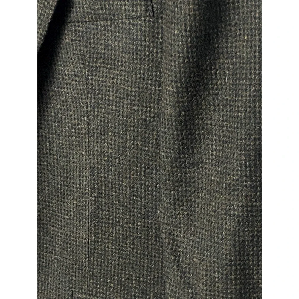 Vintage Oakmont Mens Blazer 46R Brown Black Wool Micro-Check Elbow‎ Patches USA